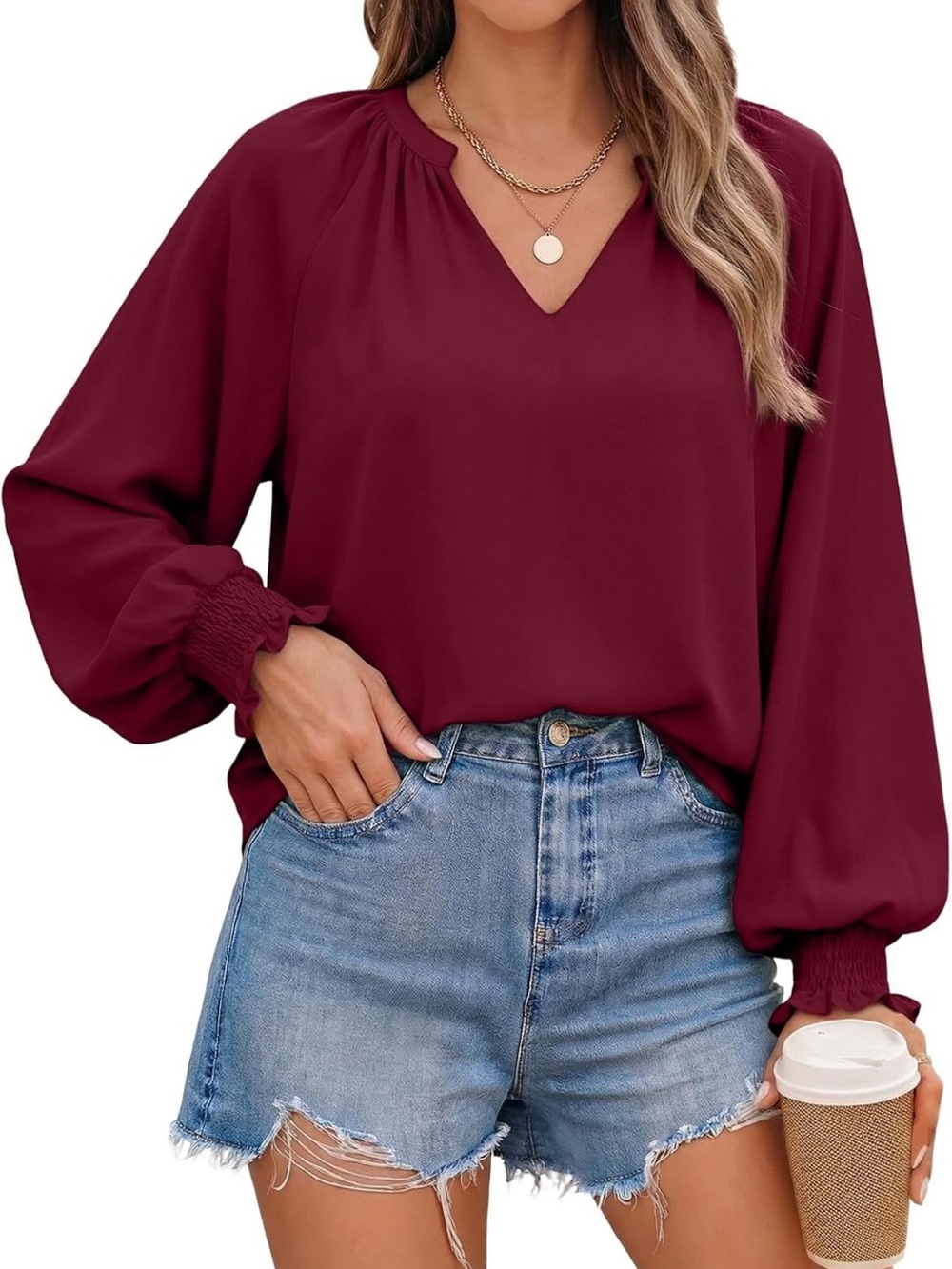 Dokotoo Blouses for Women Dressy Casual Flowy Boho Tops. Size M